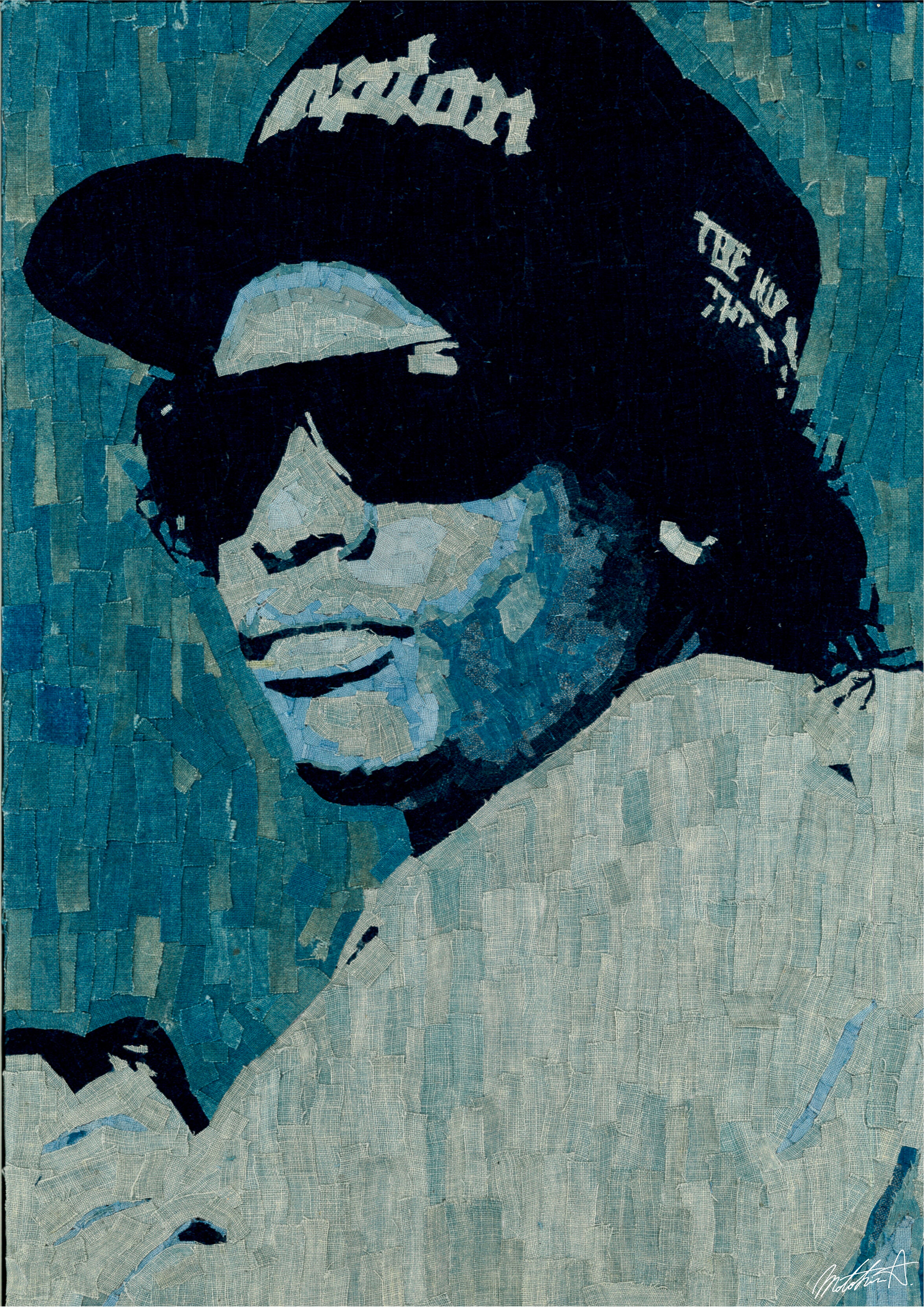 Straight Outta Blue – Textile Art Reproduction (NFT Certified
