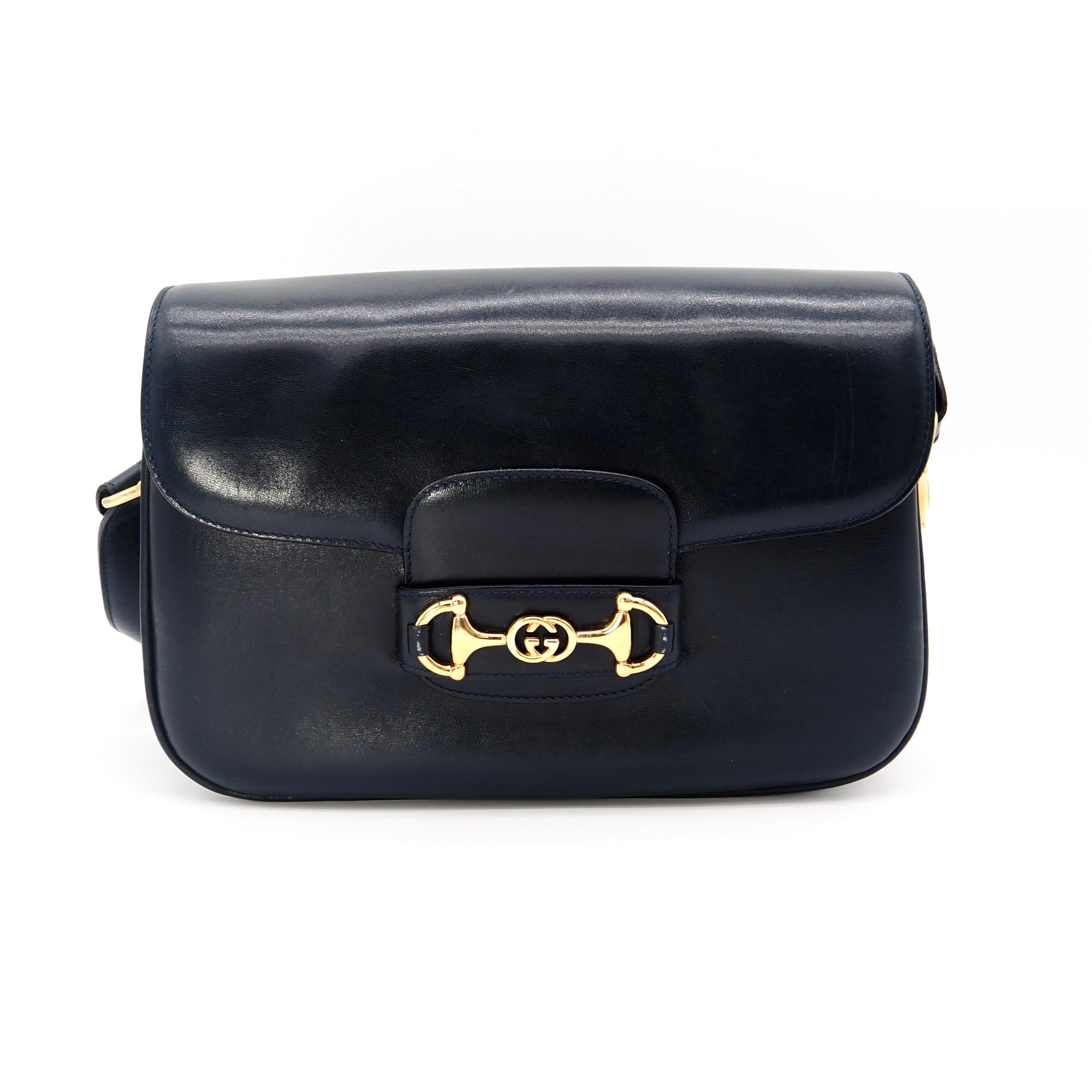 GUCCI ヴィンテージ ショルダーバッグ レザー ネイビー グッチ | 2122TOKYO