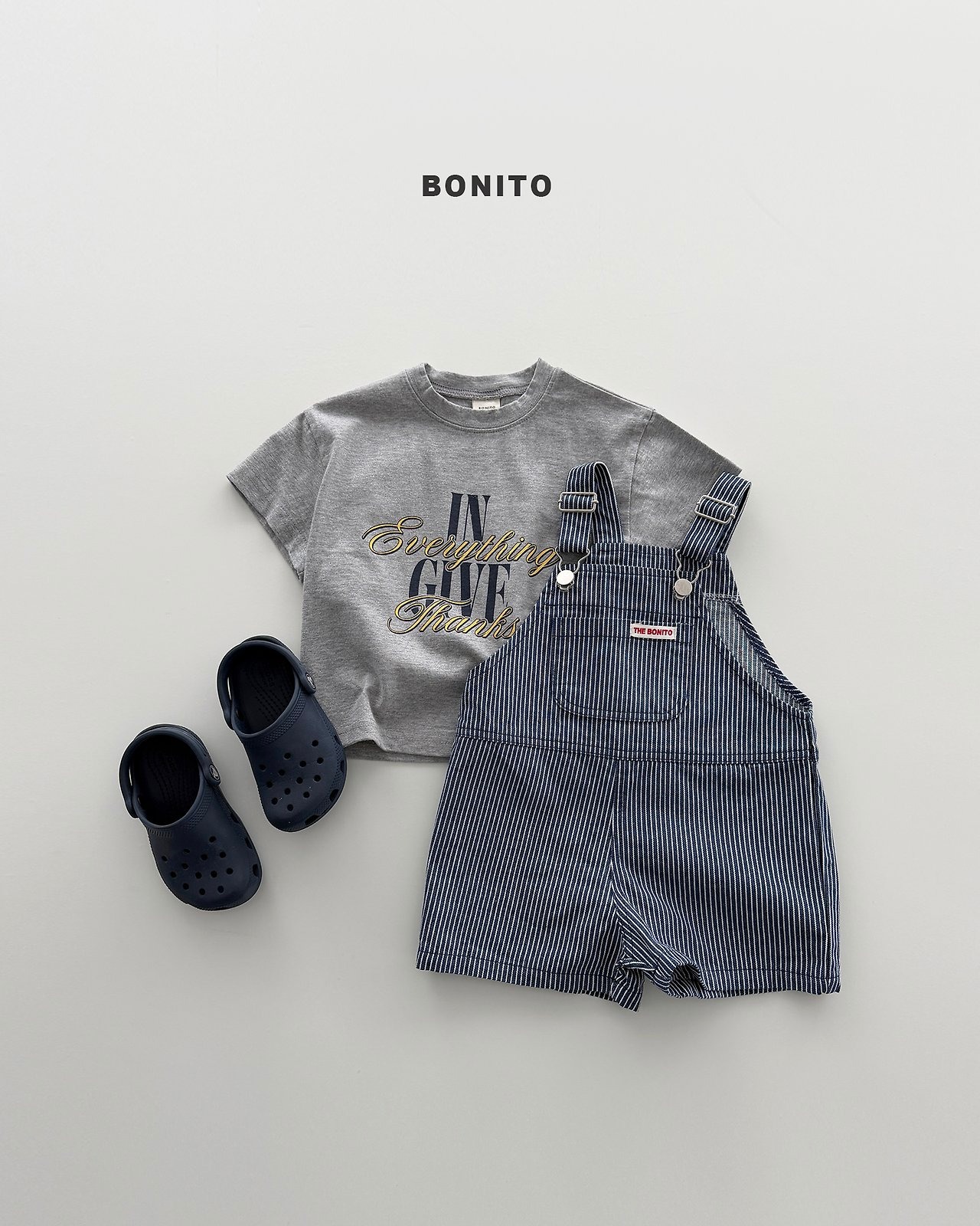 [BONITO] Vertical ST Suspenders Shorts / [보니토] 세로ST멜빵반바지