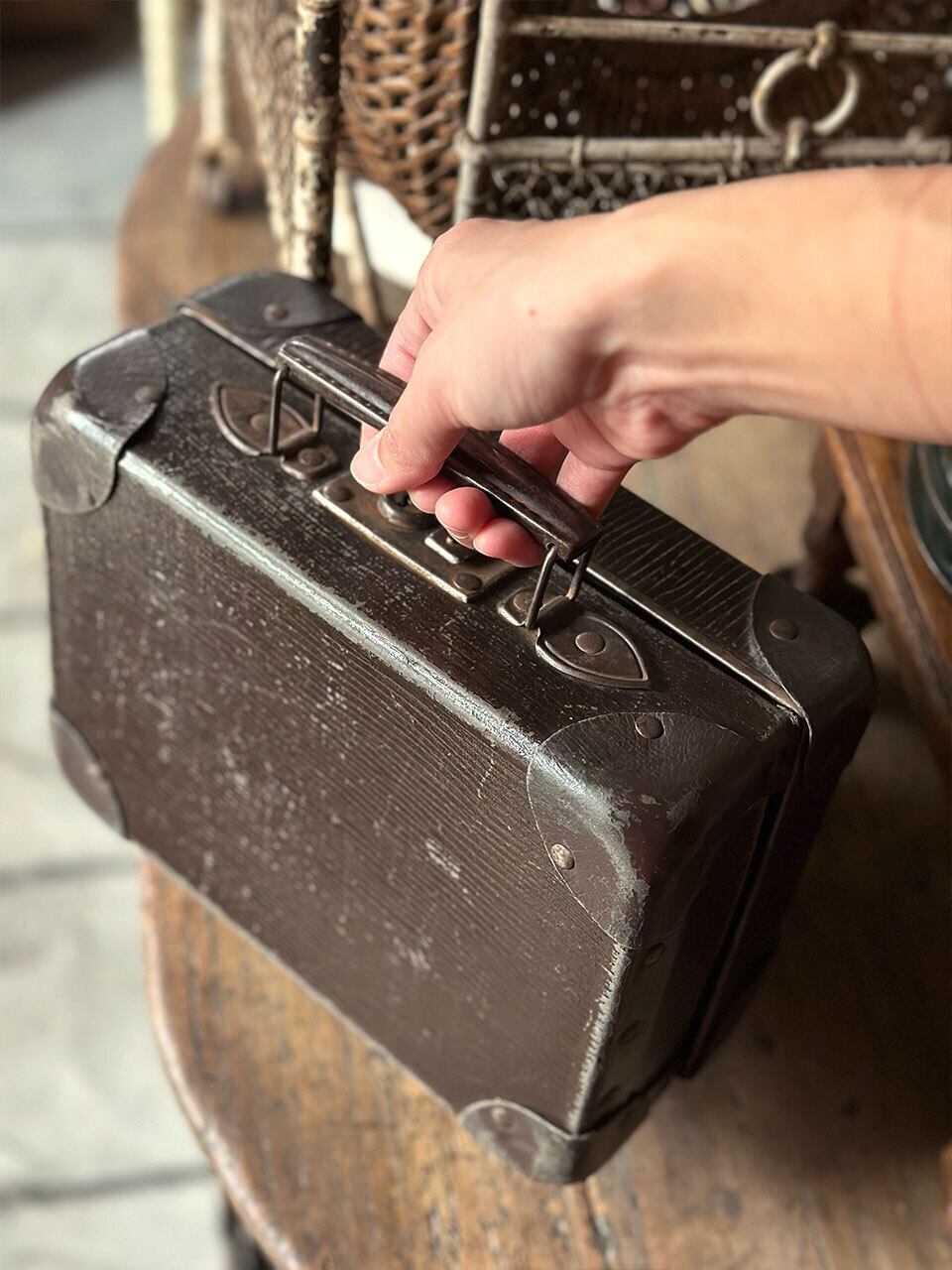 ミニトランク 焦茶 ダークブラウン | Brocante de La Cocotte