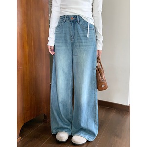 denim wide straight pants