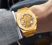 【ICE09】Transparent Mechanical Skeleton Watch【GOLD】