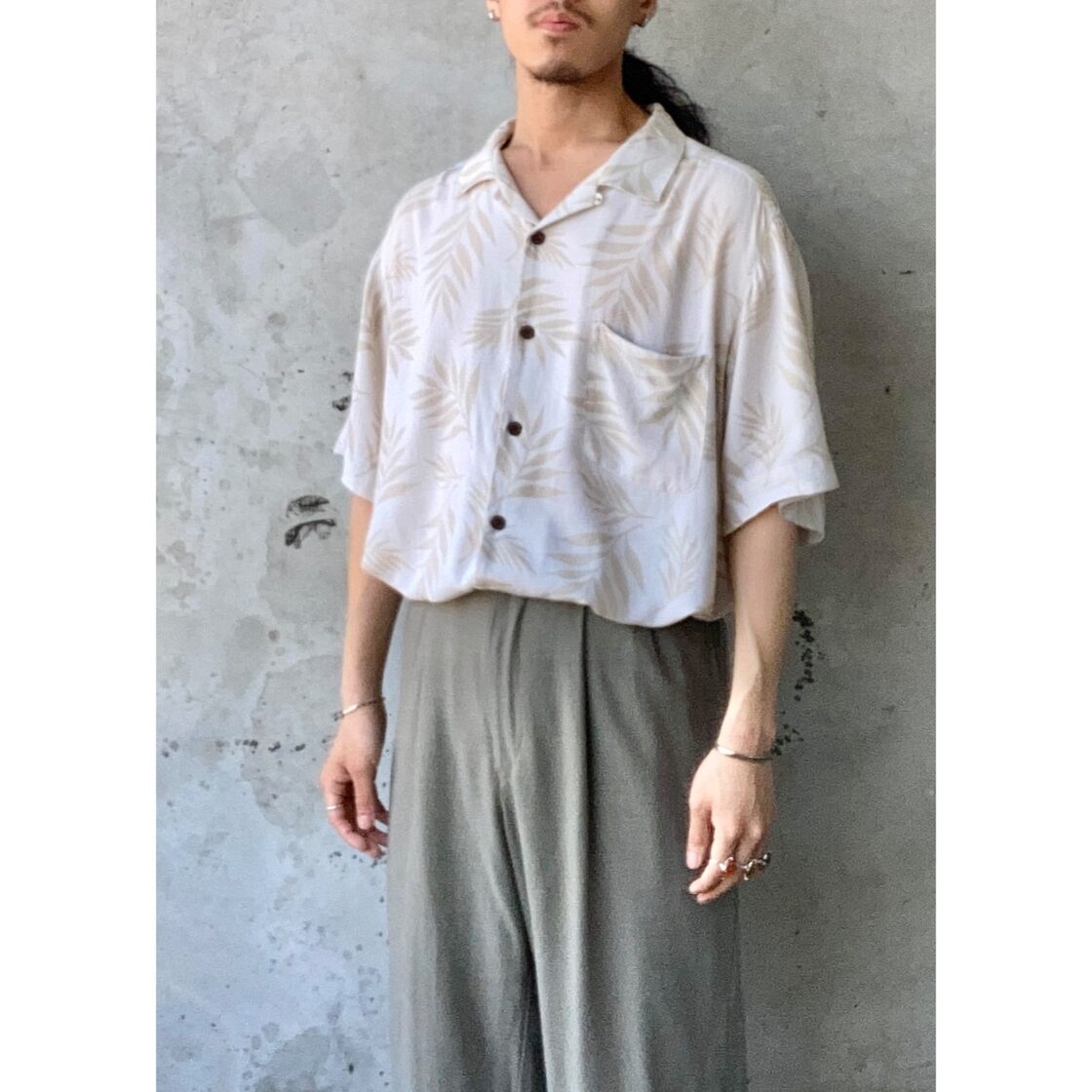 bulle de savon リネンオープンカラーシャツ2WAYオーバサイズ半袖 JOHN