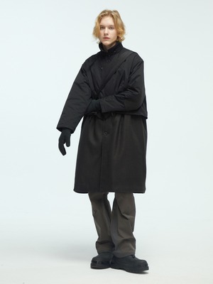 DECESOLO 23AW フェイクツーピーススタンドカラーコート