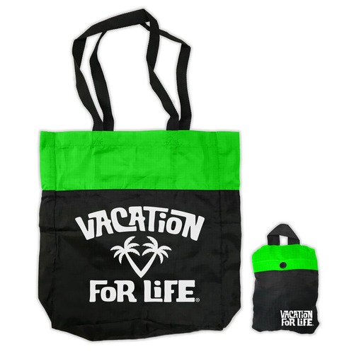 送料無料　USA トートバッグ　Vacation For Life PALM PACKABLE TOTE BAG　Green/Black