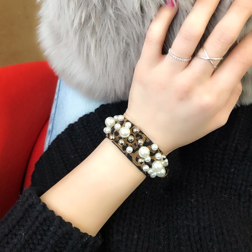 Leopard pearl hair accessory［送料無料］/レオパードブレス