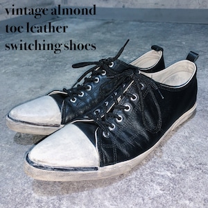 vintage almond toe leather switching shoes