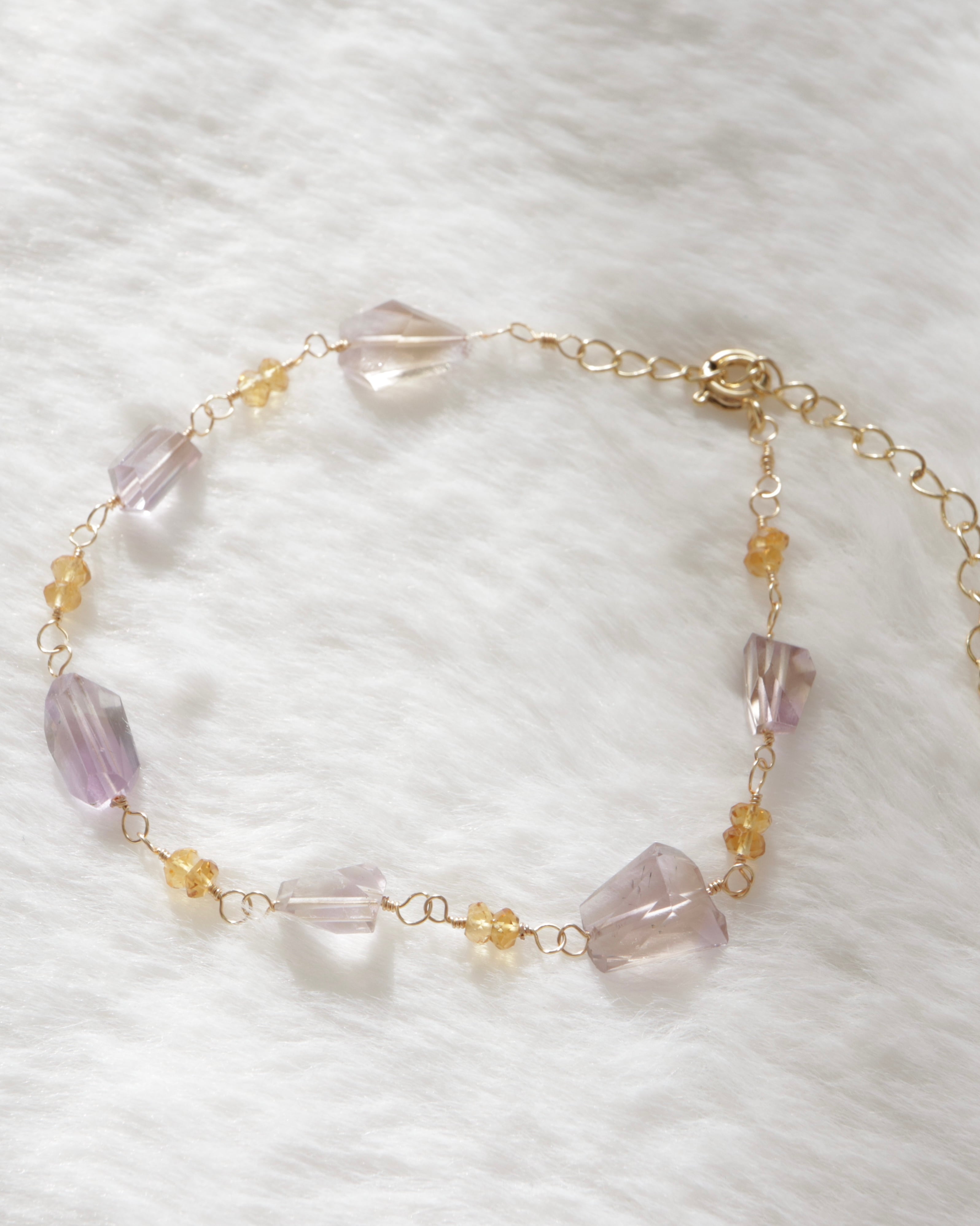 アメトリン】紫と黄金の透明グラデーション 天然石 ブレスレット