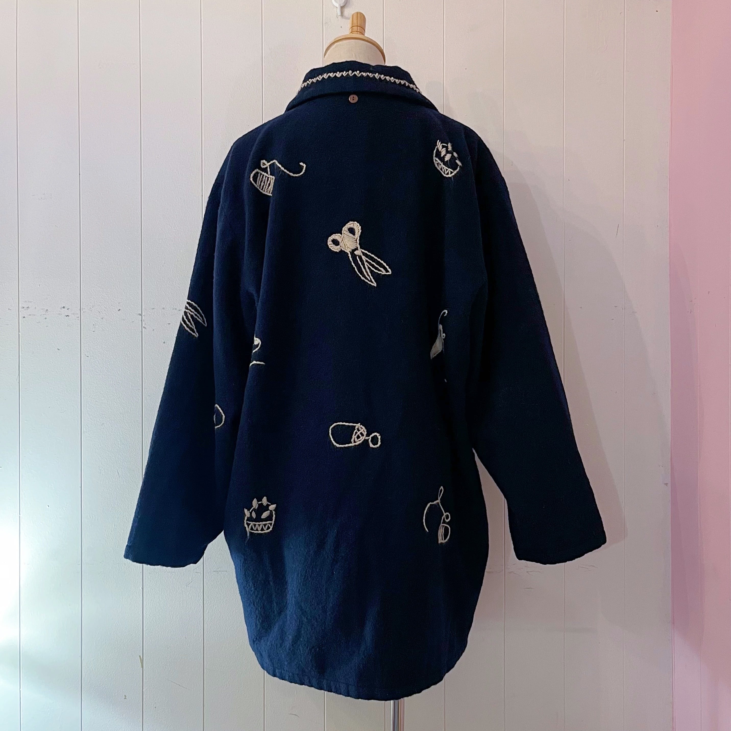 sewing kit embroidery navy coat