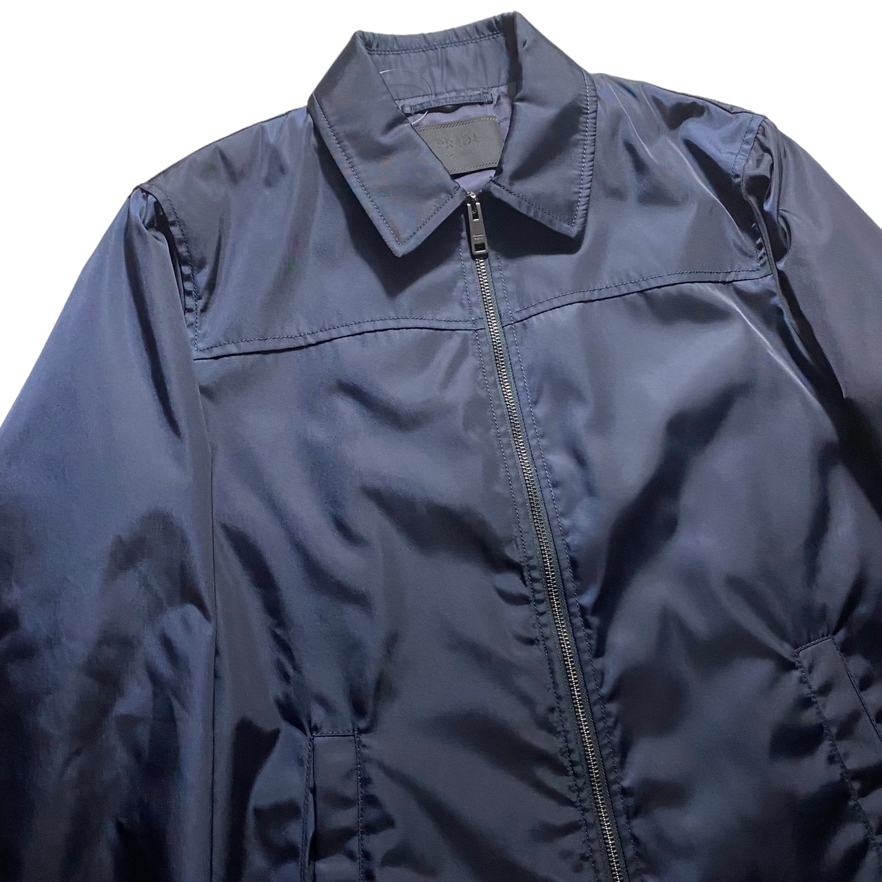 PRADA dark navy metallic nylon jacket