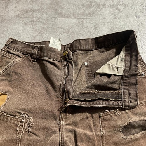 USA生地製 ダークブラウン ダブルニー Carhartt B136 36×32 詳細写真8