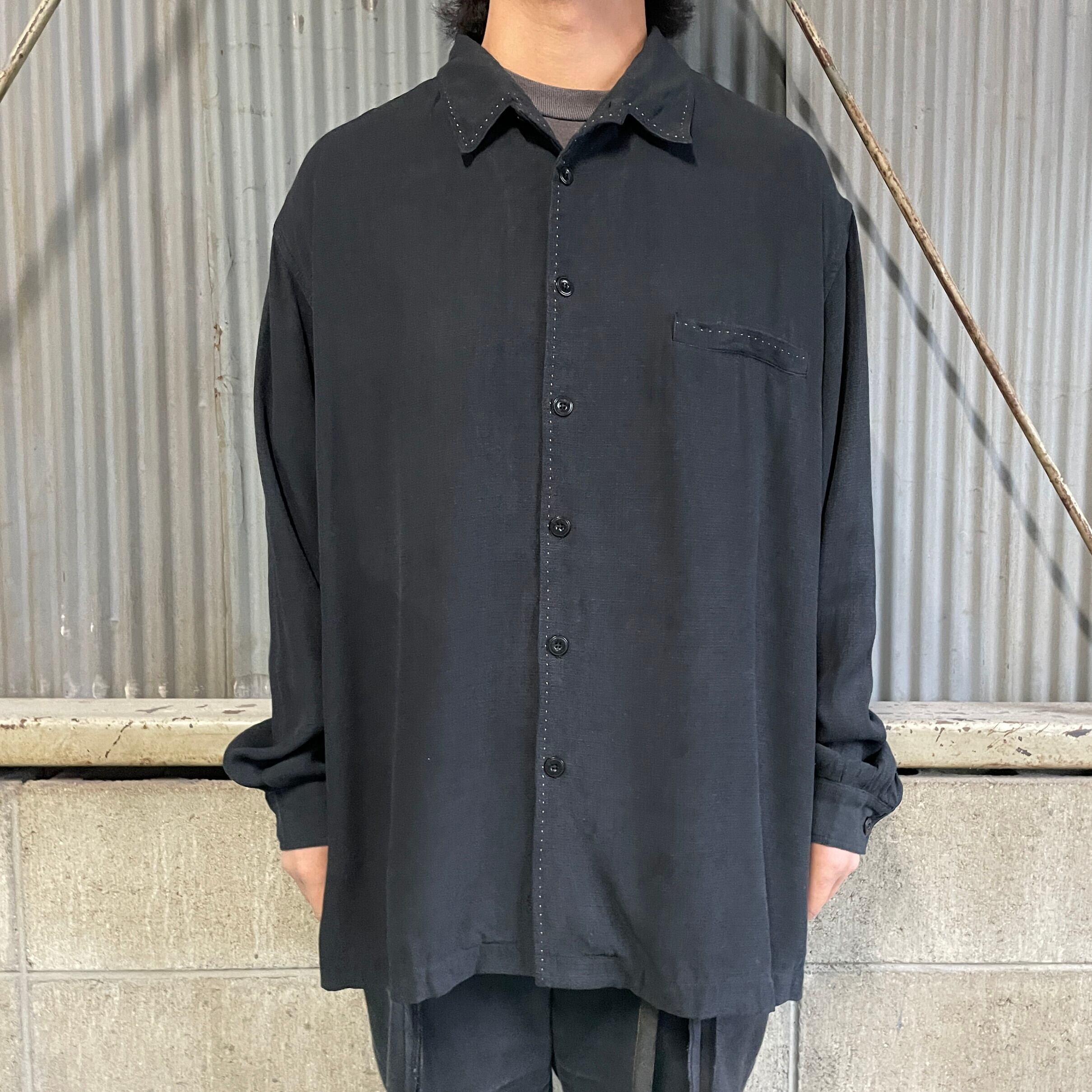 90年代〜00年代 Nat Nast バック刺繍 長袖 シルクシャツ メンズXL 古着 