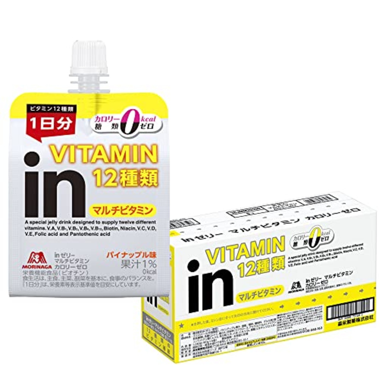 inゼリー マルチビタミン カロリーゼロ パイナップル味 (180g×6個) 栄養補助ゼリー 0kcal 糖類ゼロ 1日分のビタミン12種類配合 栄養機能食品(ビオチン) 森永製菓
