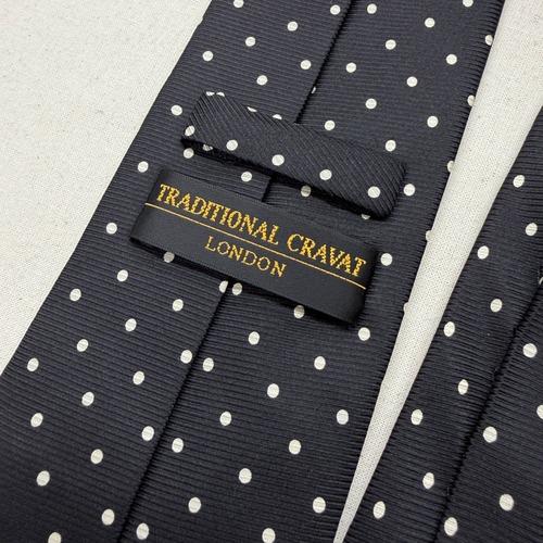 vintage necktie ネクタ水玉　モノトーン　n-204