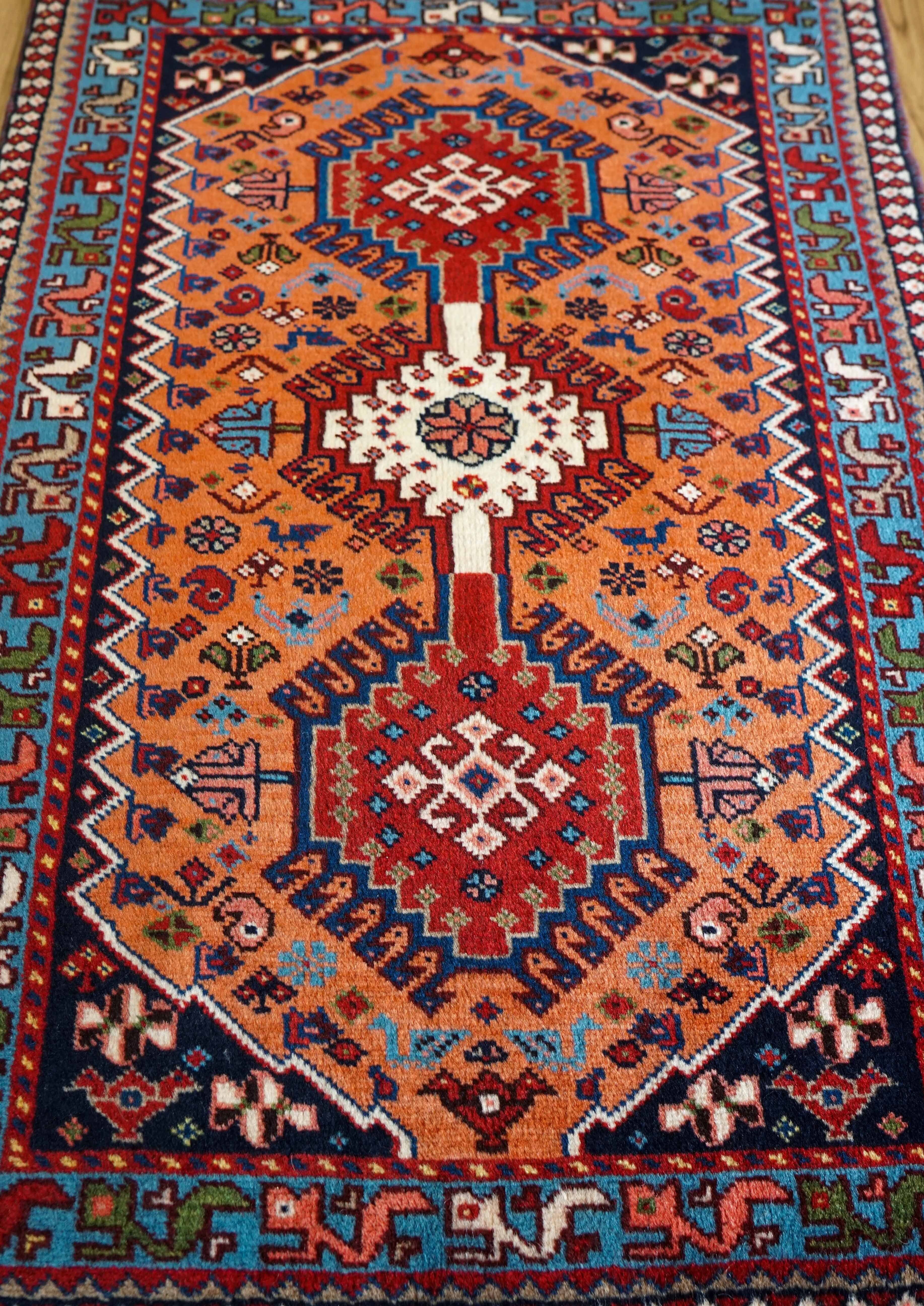 ペルシャ絨毯 ヤラメ 88×61cm ペルシャ絨毯 ヤラメ族 オレンジ×ネイビー 88×61cm | Decorworks
