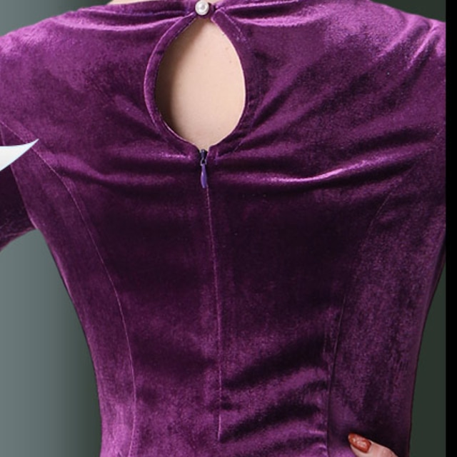 フレアシルエット ベルベット ロングスリーブ ラテンドレス ds1016