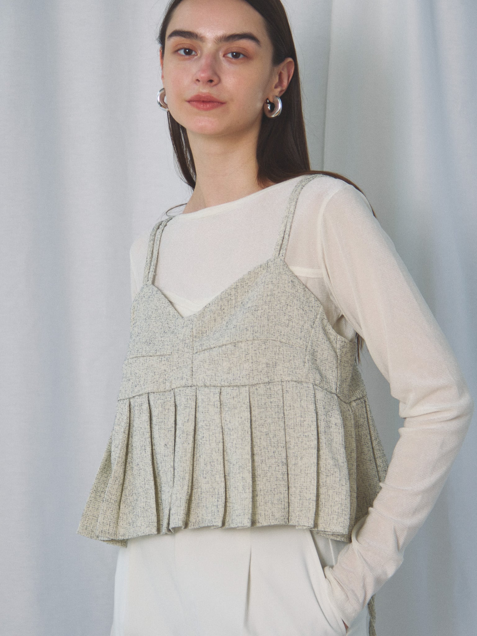 SUMMER TWEED PLEATS CAMI(ｻﾏｰﾂｲｰﾄﾞﾌﾟﾘｰﾂｷｬﾐ)【7533017】 | CIEL'AIR