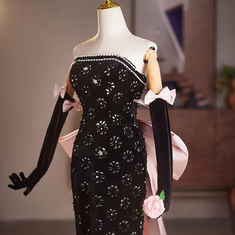 リボントレーンフラワースレンダードレス D1669 | 演奏会・ステージ