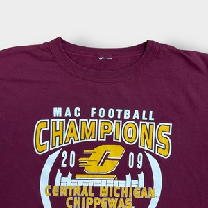 【USA古着】ミシガン大学 フットボール ロゴ プリント Tシャツ Central Michigan Chippewas チッペワズ バーガンディ 半袖 us古着