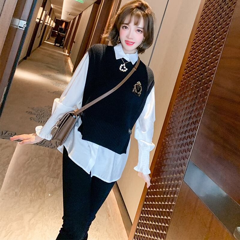 ホワイトシャツ ドレス ニットジャケット ウィンター 冬物 MIUCO53601769654