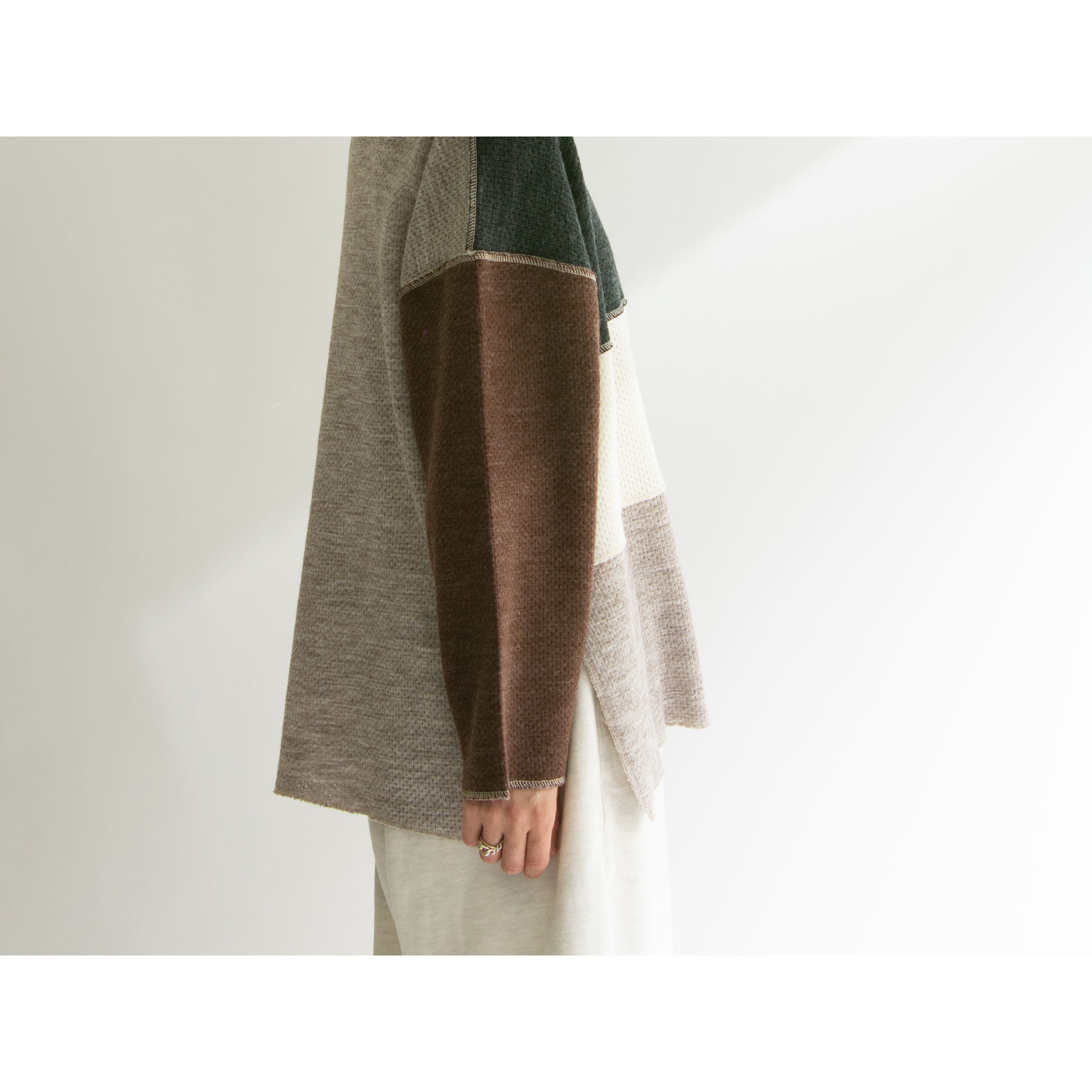 【Bout`sina】Made in France Acrylic-Wool-Polyester High Neck Thermal Pullover（フランス製 アクリルウールポリエステル ハイネックサーマルニット プルオーバー）