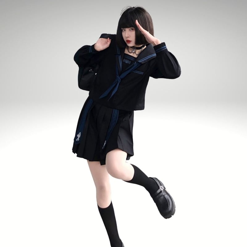 SEASONZ JK 制服 プリーツ ミニスカ 刺繍 ハードガール 暗黒系 地雷系