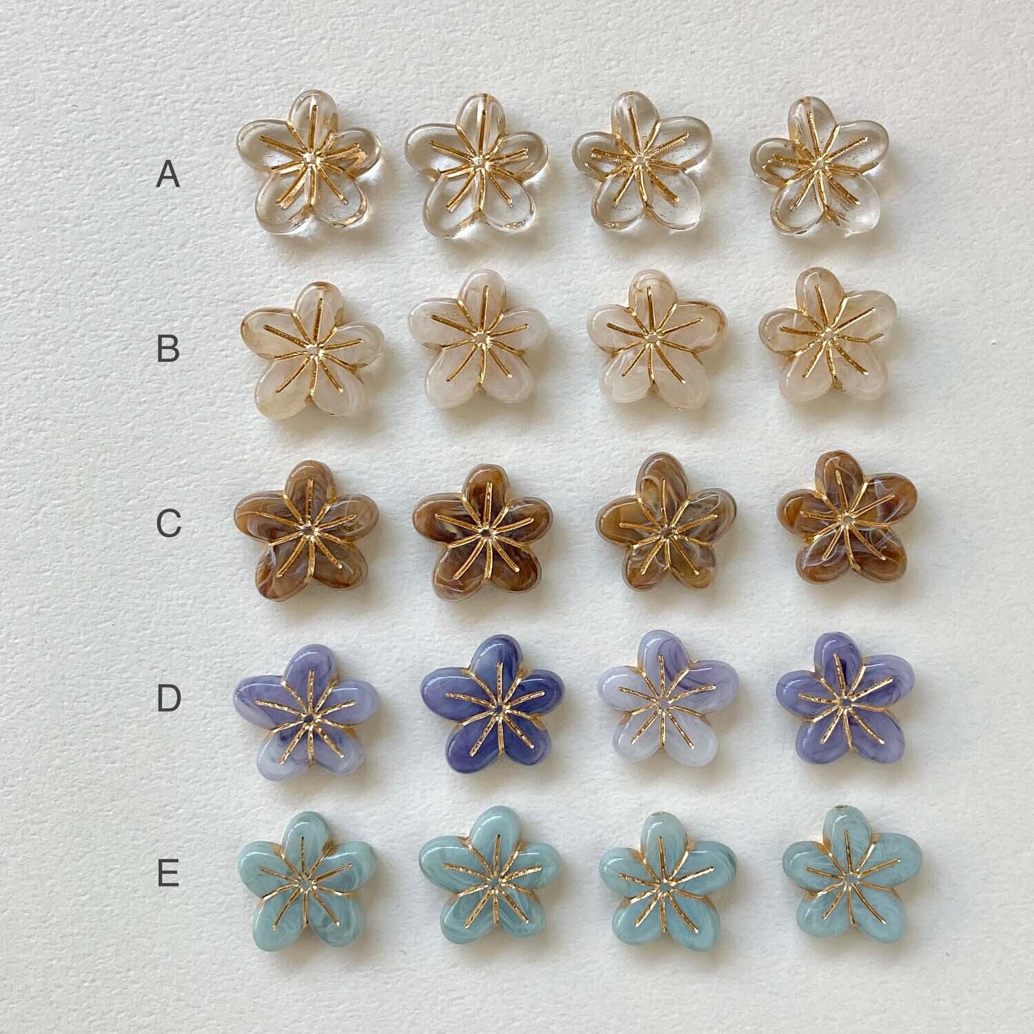 マーブル歪なフラットお花ビーズ | Dua-アクセサリーパーツショップ