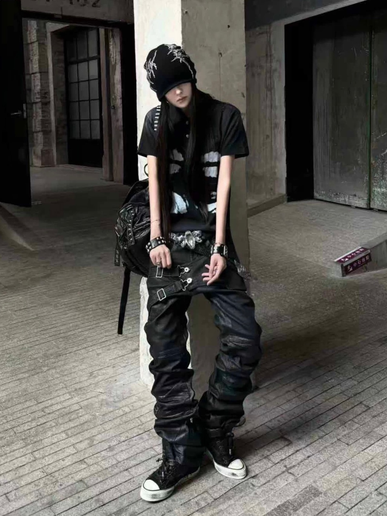 【CinderVein】Dual Track Reconstructed Waxed Denim Pants