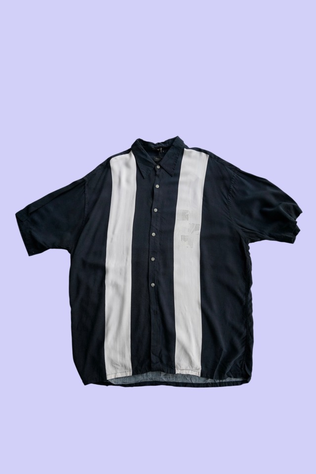【sale   50% 】VANHEUSEN モノトーン切替 レーヨン アロハシャツ XL