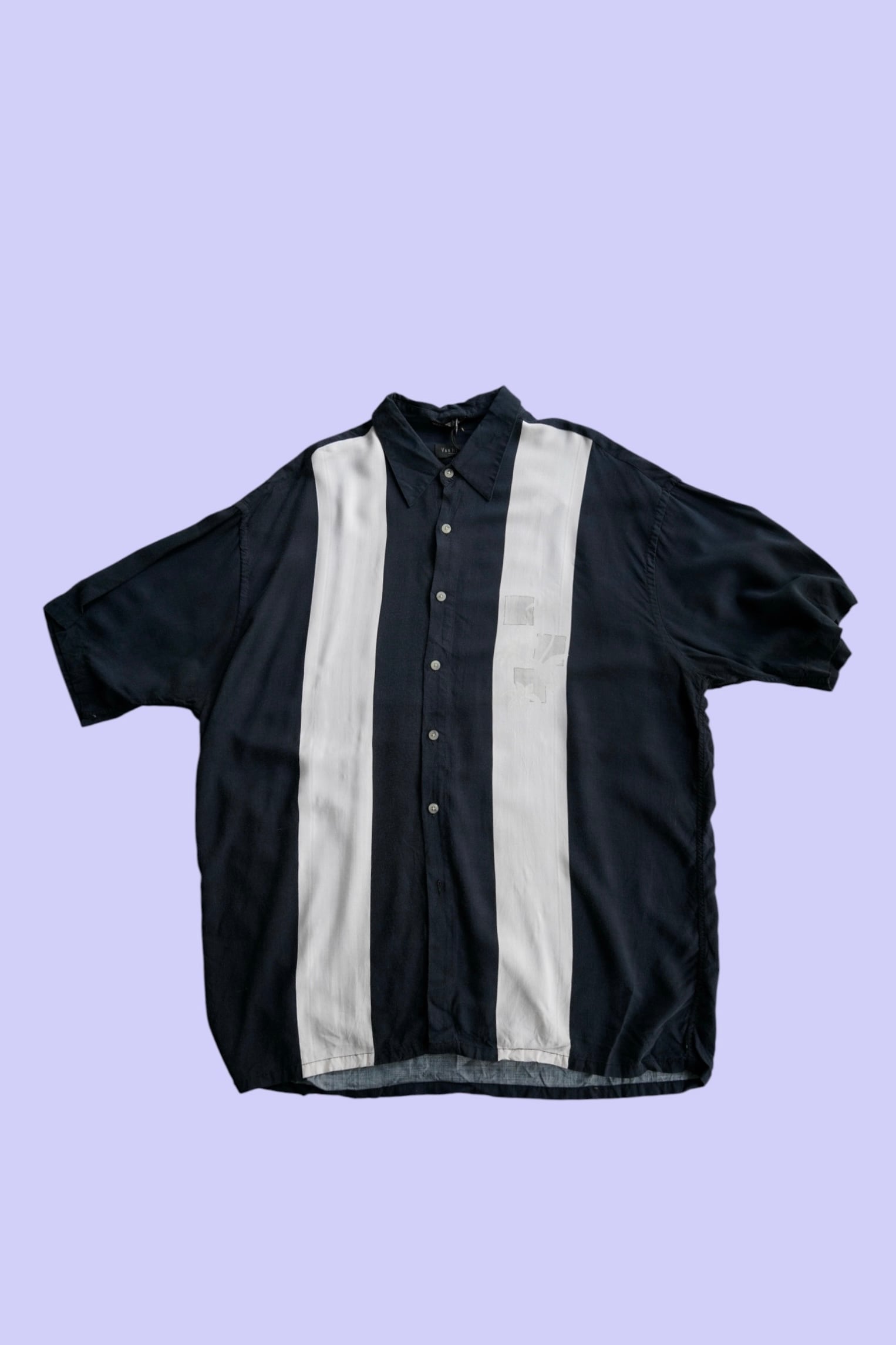 【sale 50% 】VANHEUSEN モノトーン切替 レーヨン アロハシャツ XL