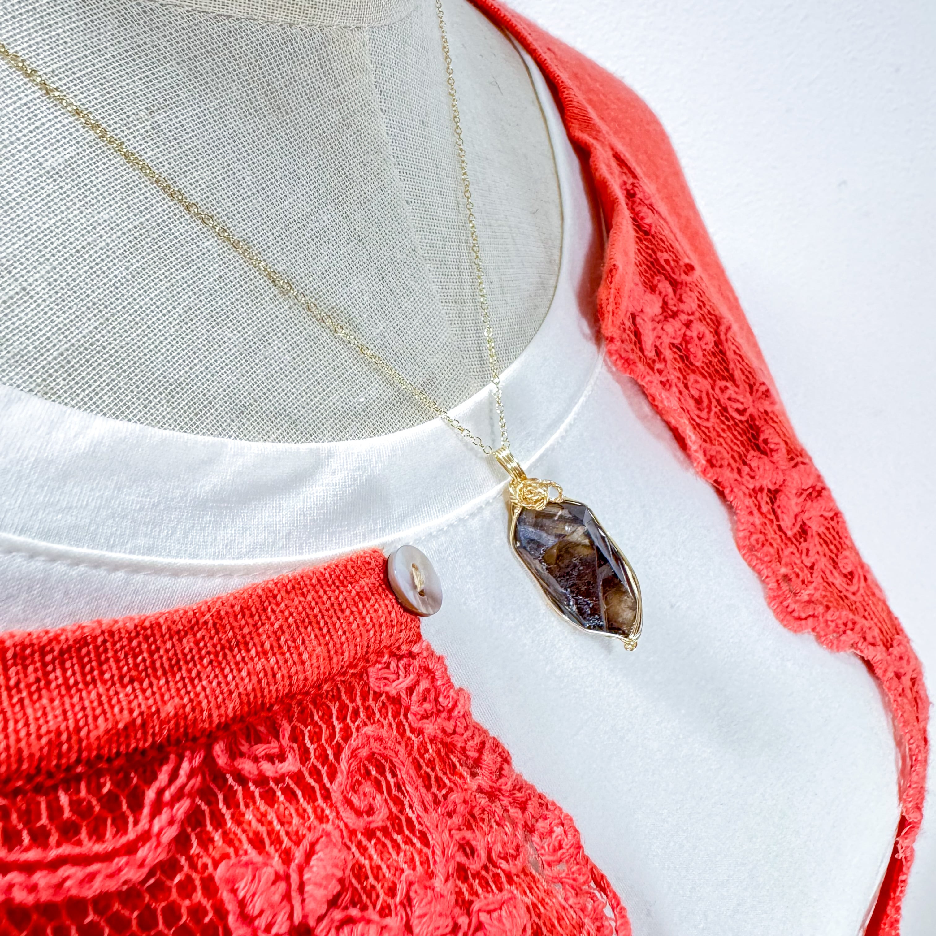 高千穂黒水晶の14kgfネックレス | sunday shop〜宮崎水晶アクセサリー〜