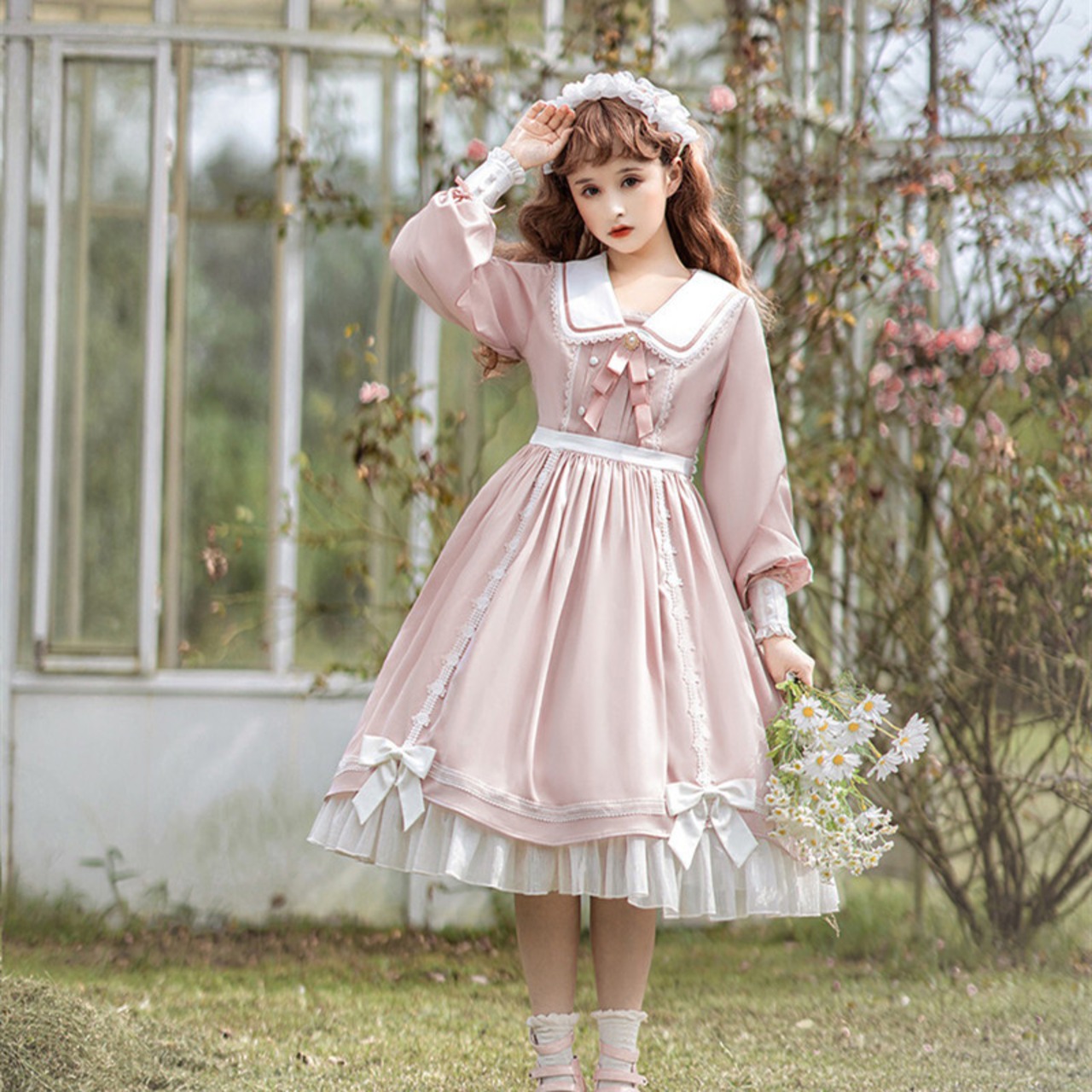 ロリータドレス 2色 Lolita OP Dress 長袖 ロリィタ ワンピース lolita  