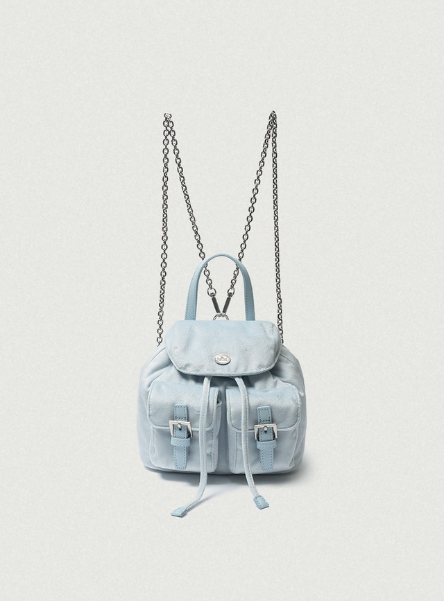 [The Barnnet] Mauve Velvet Chain Backpack_Light Blue 正規品 韓国ブランド 韓国通販 韓国代行 韓国ファッション ザ バーネット ザバーネット 日本 店舗