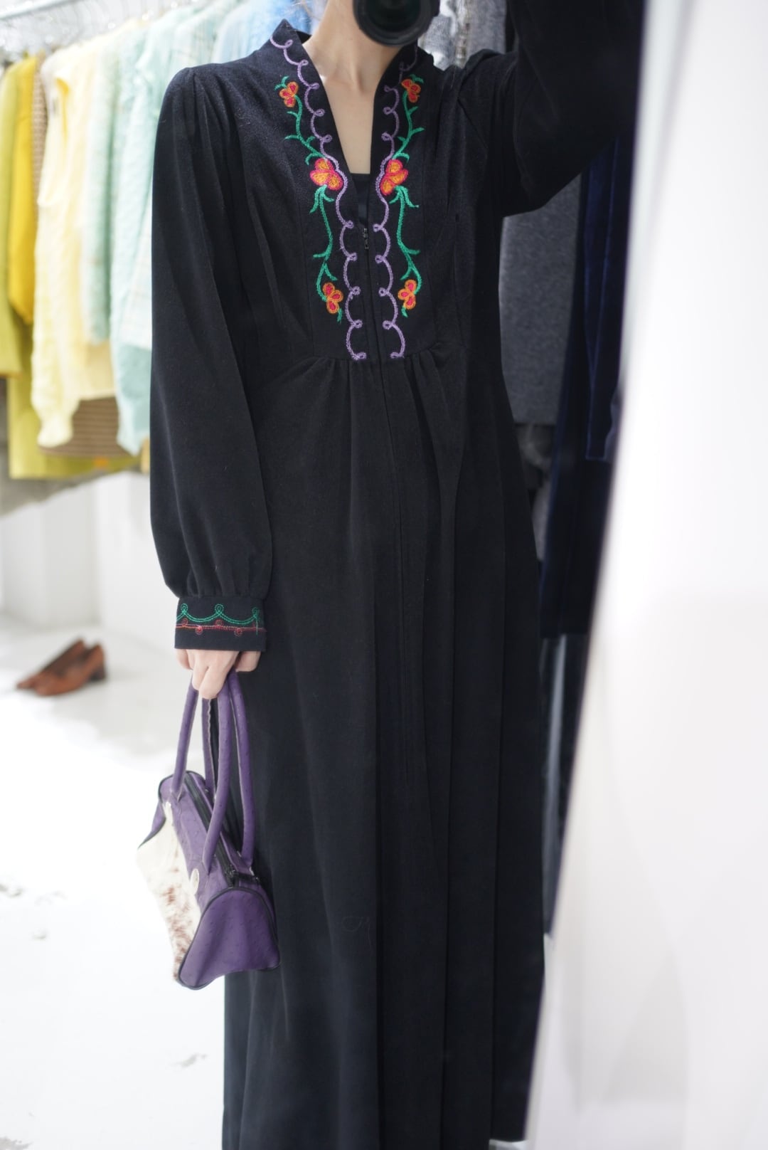 flower embroidery fleece dress