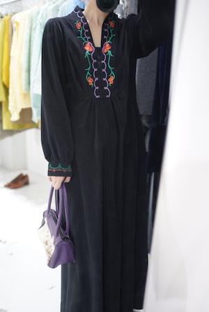 flower embroidery fleece dress