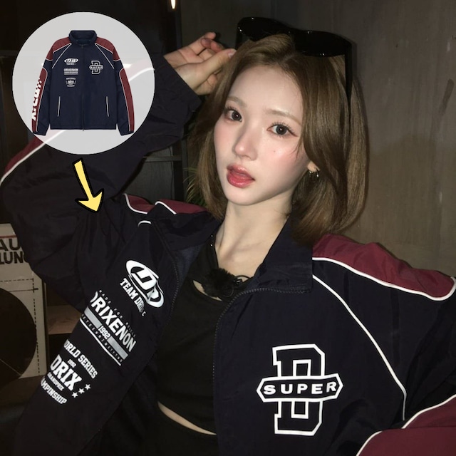 ★Hearts2Hearts ジウ 着用！【Drix】COLOR BLOCK PIPING RACING JACKET_NAVY