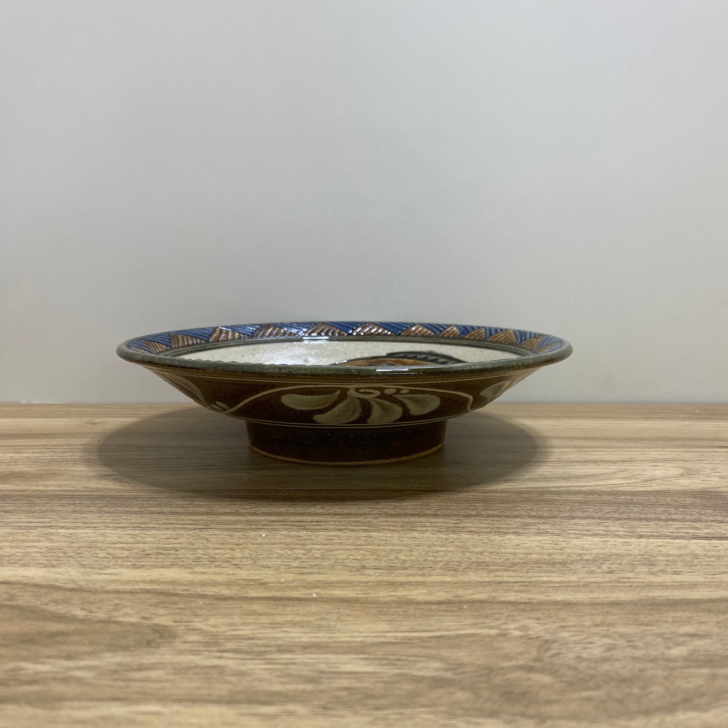 6寸皿一枚焼き 魚紋 | 陶芸工房ふじ