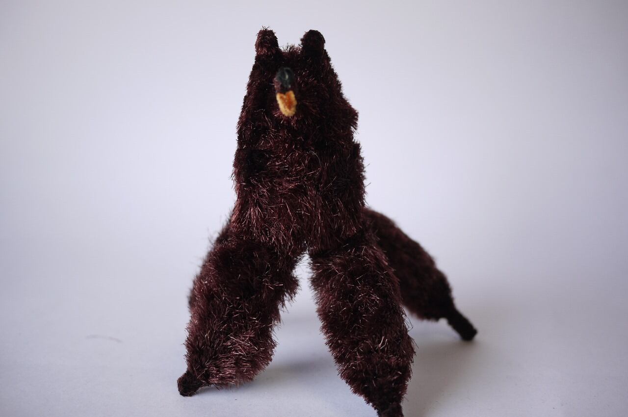 古い玩具 昭和レトロなモール人形 哀愁の茶犬