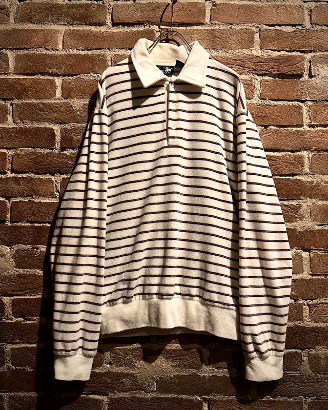【Caka act3】Horizontal Stripe Vintage Loose Polo Shirt