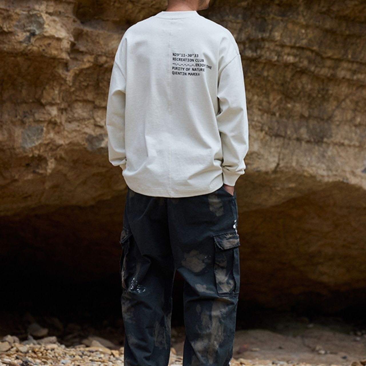 バックメッセージロゴベーシックロングTシャツ　1162