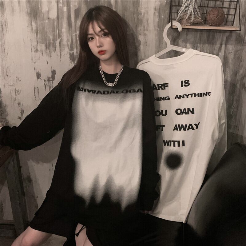 Tシャツ シャツ プリントスプリングルーズトップス ロング 春物 YY-ファッション78070971328