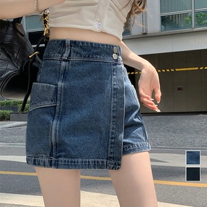デニムパンツ レディース 送料無料 ハイウエスト ショート丈 春夏秋 137988
