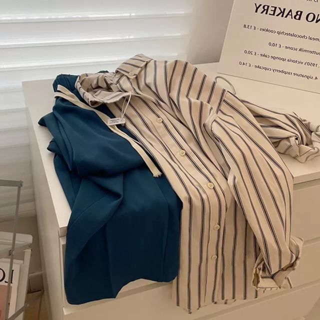 【ストライプカジュアル長袖シャツ】P00140