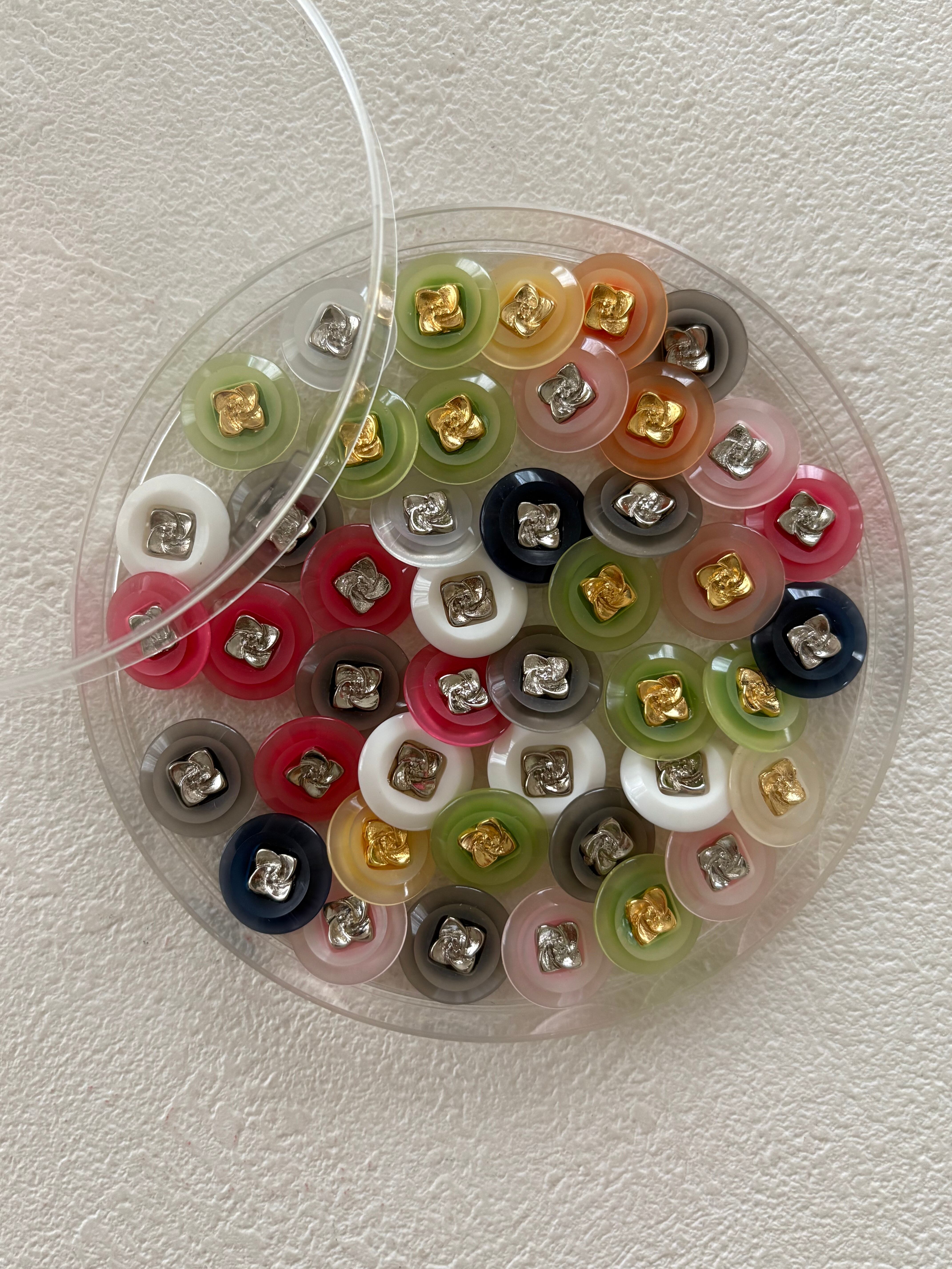 Japanese Vintage ボタン 12mm フラワー フロスト 昭和レトロ アクセサリーパーツ 装飾材 カルトナージ