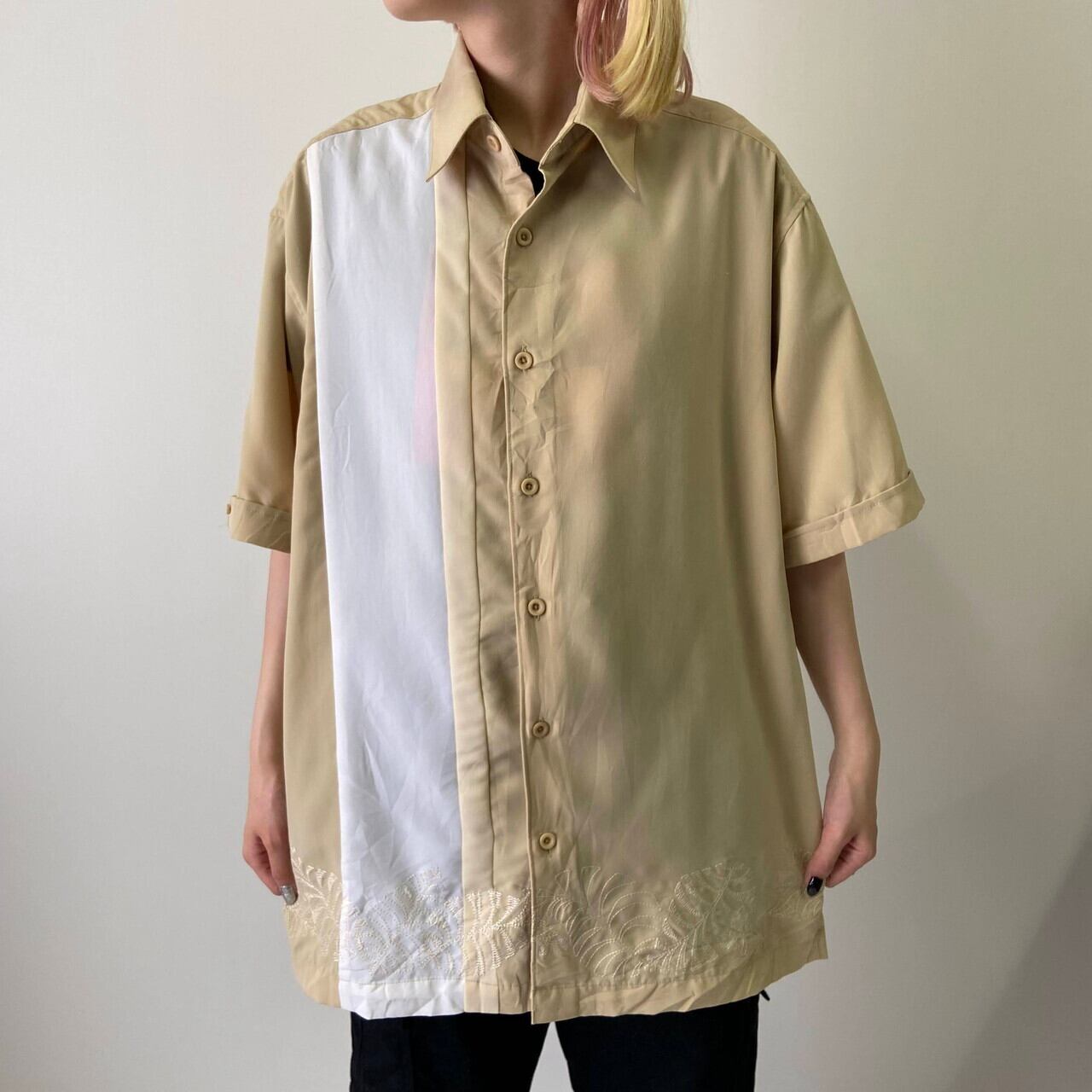 キューバシャツ メキシカン ラインシャツ デザインシャツ 半袖  XL
