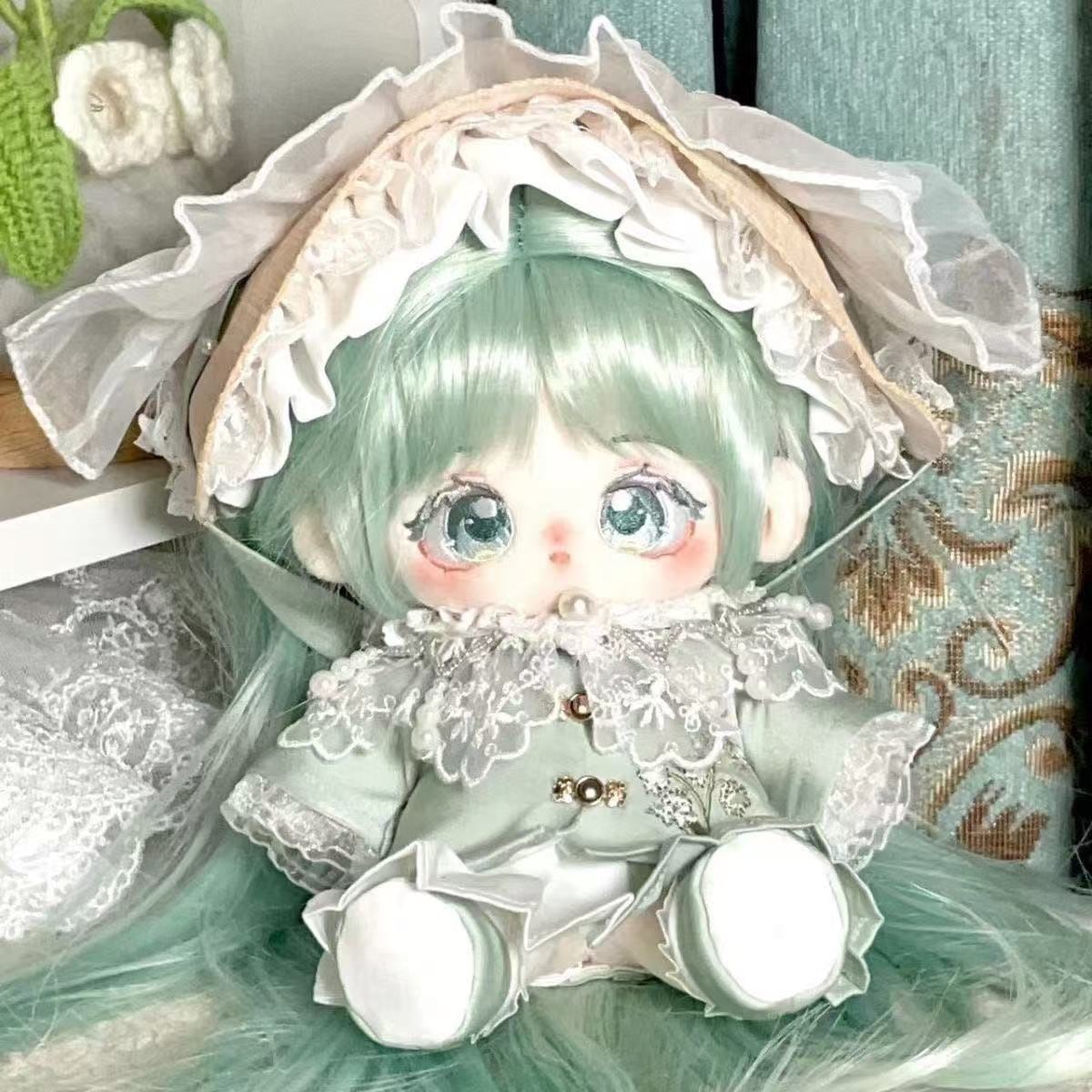 20cm ぬいぐるみ用 レトロ トップス+スカート+レースショール+靴+