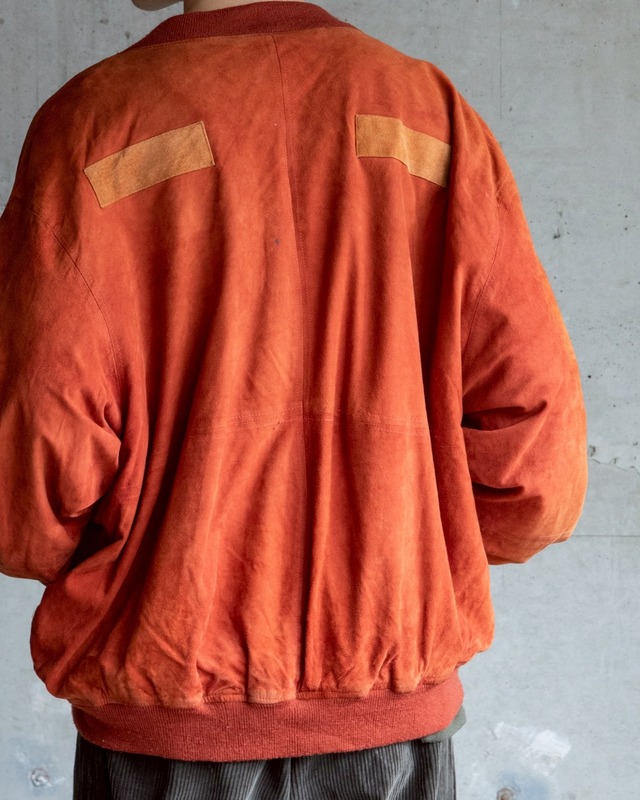 orange suede blouson / iridescent lining / patched shoulder detail / From ITALY