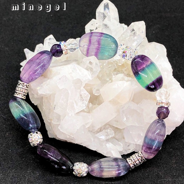 美麗☆ レインボー フローライト タンブル ブレスレット✨ ｜minegel-オーダーメイドできるおしゃれパワーストーンブレスレット