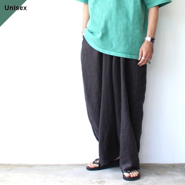 【再入荷】HARVESTY リネンイージーサーカスパンツ 40s-Linen Canvas Circus Pants　（Charcoal）