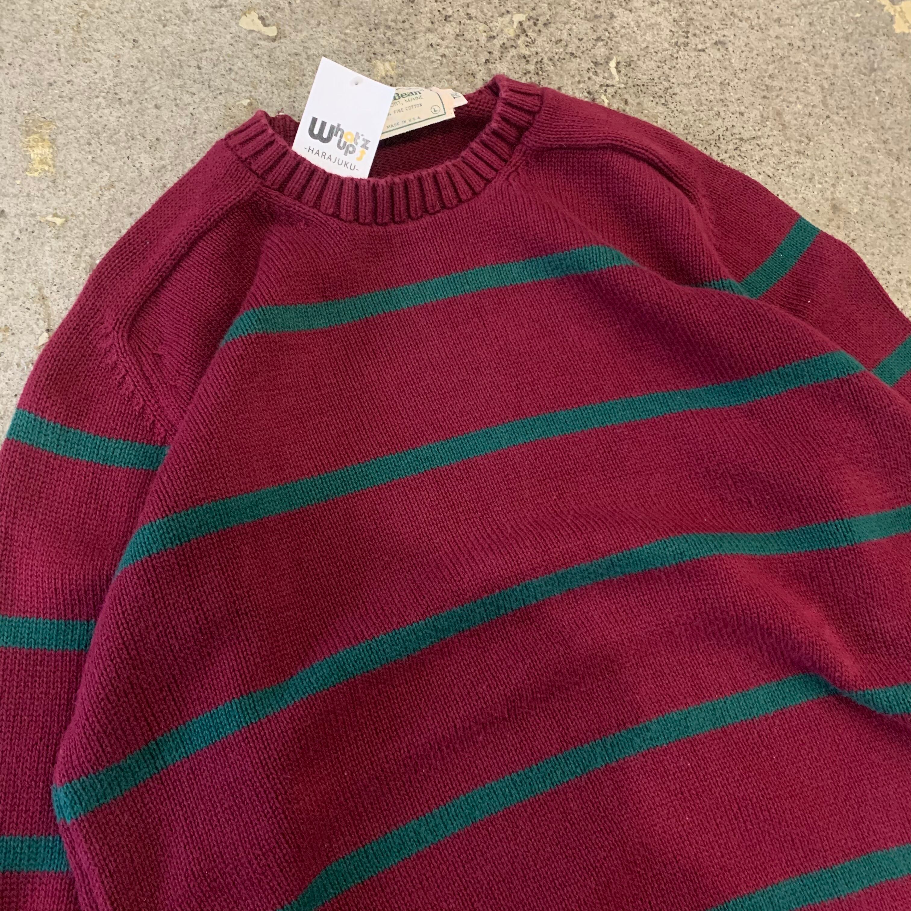 90s LL BEAN border cotton knit | What